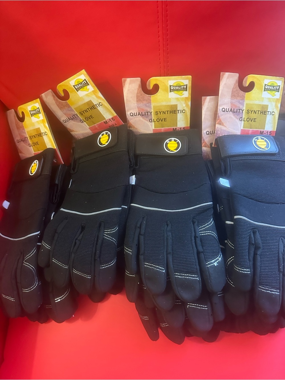 12 Quality Synthetic Work Gloves - Black